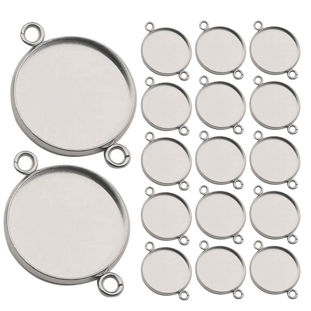 Bezels Set Pendant - 20Pcs Stainless Steel Jewelry Settings Round