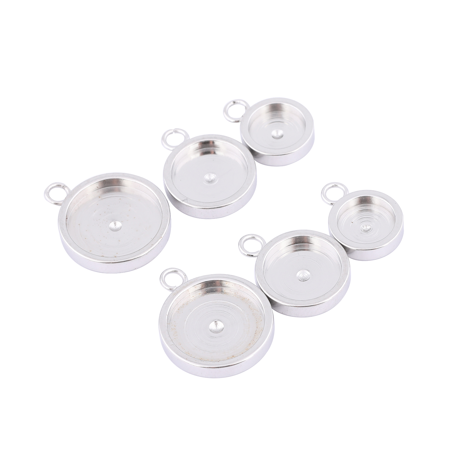 Bezels Set Pendant - 20pcs Stainless Steel 6mm 8mm 10mm